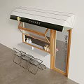 Coffee Shop Storefront Awning With Glass Door Counter And Folding Chairs