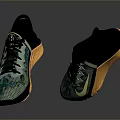 Stylish Sports Shoes With Green Black Upper Yellow Sole And Nike Logo Design