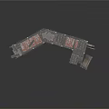 Industrial Metal Platform Equipment With Curved Structure Rusted Railings And Connected Sections