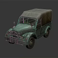 Vintage Turquoise Truck With Canvas Cover And Rustic Front Grille Design
