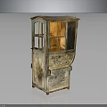 Vintage Wooden Display Cabinet With Carved Details And Glass Doors