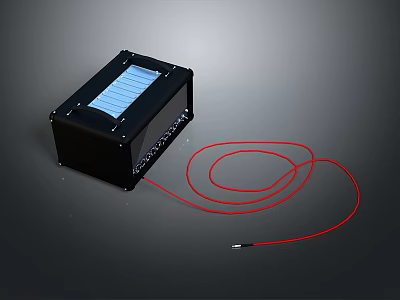 Black Household Electronic Device With Blue Screen And Red Cable For Daily Use 3d model