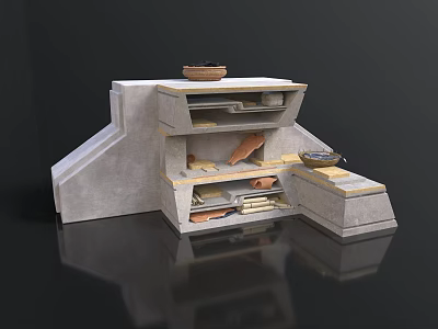 Modern Storage Furniture With Multi Layer Shelves And Decorative Items 3d model