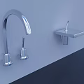 Contemporary Chrome Kitchen Faucet With Separate Handle On Wall