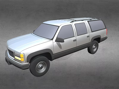 Classic Silver SUV Car With Roof Rack And Four Doors Design 3d model