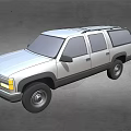 Classic Silver SUV Car With Roof Rack And Four Doors Design