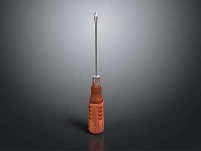 Professional Screwdriver Tool With Ergonomic Wooden Handle And Metal Shaft 3d model