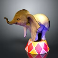Decorative Small Elephant Figurine Standing On Vibrant Colorful Diamond Pattern Base 3d model