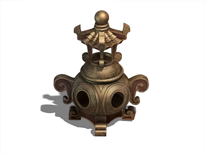 Ancient Chinese Bronze Artifact With Intricate Carvings And Ornate Design Elements 3d model