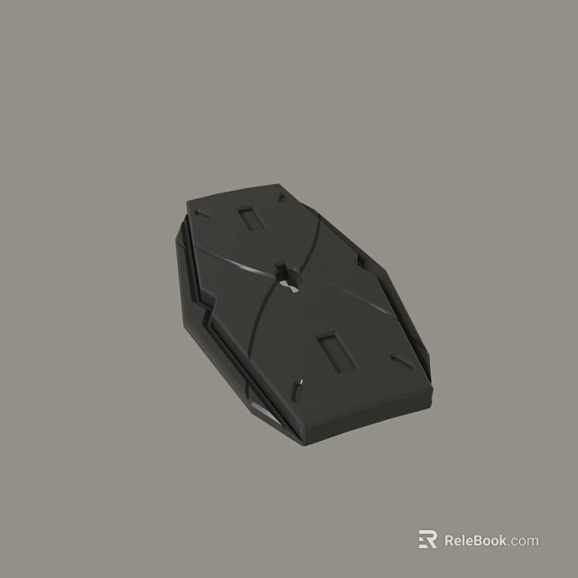 Black Modern Geometric Device Base With Angular Lines Holes And Structural Design 3d model 