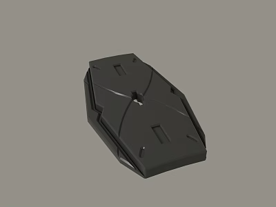 Black Modern Geometric Device Base With Angular Lines Holes And Structural Design 3d model