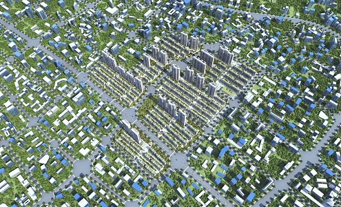 Aerial view of urban buildings during the day 3d model