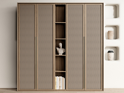 Silky Wardrobe Rattan Wardrobe Solid Wood Wardrobe Pottery Pot model