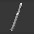 White Rocket Model With Multiple Boosters On Dark Reflective Background 3d model