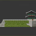 Traditional Chinese Architecture With Gate Tower City Wall Red Gate And Gray Tile Roof
