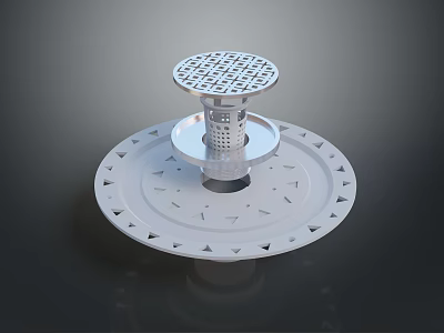 Stainless Steel Drainage Component With Grid Top And Triangular Cutout Base 3d model