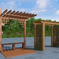 Flower Rack Vine Rack Corridor Rack Wooden Flower Rack 3d model