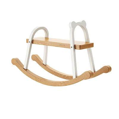 Wooden Block Rocking Horse Toy With White Frame And Wooden Seat For Kids 3d model Wooden Block Rocking Horse Toy With White Frame And Wooden Seat For Kids 3d model
