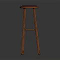 Wooden Bar Stool with Red Padded Seat and Simple Four Legs Design Structure
