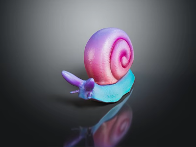 Pink And Blue Snail Shaped Decorative Furniture Ornament With Spiral Shell And Glossy Surface 3d model