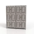 Gray Metal Storage Cabinets With Multiple Doors Layered Structure And Handles