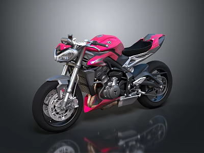 Pink Sport Motorcycle With Modern Design And Black Accents On Shiny Body 3d model