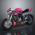 Pink Sport Motorcycle With Modern Design And Black Accents On Shiny Body