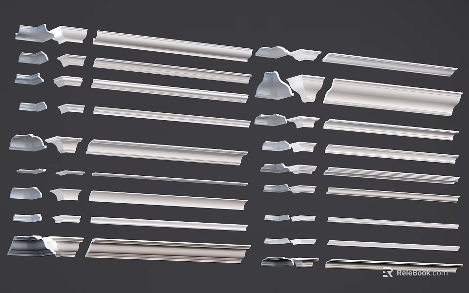 Gypsum Cornice Collection Showcasing Different Styles And Designs For Interior Decoration 3d model 