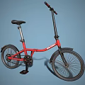 Two Red Foldable Bicycles With Black Seats Sturdy Frames And Urban Style 3d model