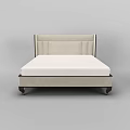 Modern Double Bed With Upholstered Beige Headboard And Wooden Legs