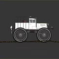 Beige Vintage Truck With Large Wheels And Metal Cage Transport Structure