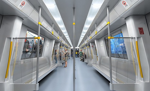 subway car subway interior fast train with animation 3d model