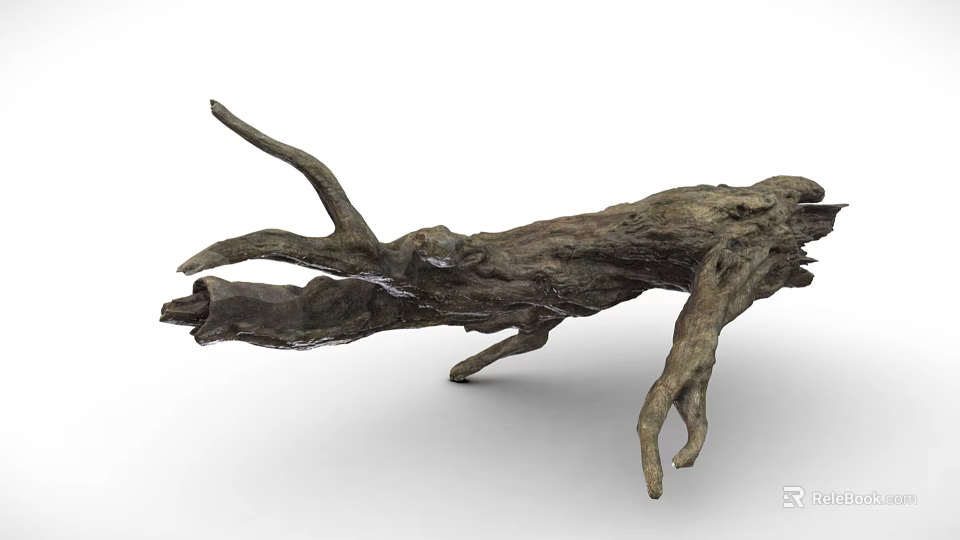 Natural Dry Tree Log With Rough Texture And Branchy Structure For Decoration 3d model 