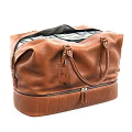 Brown Leather Duffel Bag Featuring Cash Filled Interior Zipper Closure And Leather Tag