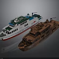 Old and New Water Transport Vessels With Modern White And Vintage Brown Designs