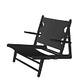 Minimalist Modern Black Lounge Chair With Wooden Frame Armrests And Footrest