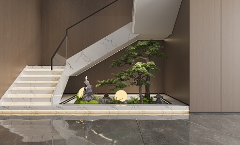 Landscaped Staircase Green Planting 3d model