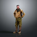 Man In Yellow Jacket Green Pants And Brown Boots Standing With Hands On Hips