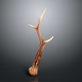 Brown Wooden Antler Sculpture As Modern Decor With Dark Backdrop