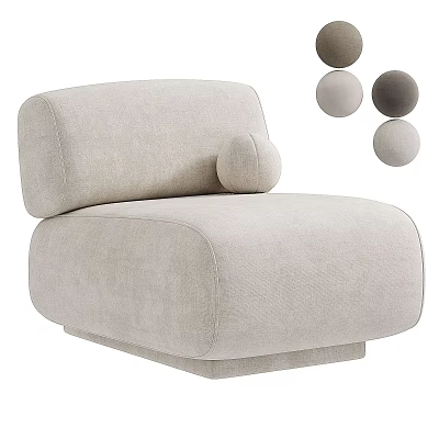 Modern Beige Armchair With Minimalist Design Soft Cushion And Neutral Decorative Balls 3d model