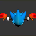 Blue Hedgehog Character With Yellow Belly Red Gloves And White Shoes Standing With Spread Arms
