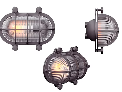 Vintage Industrial Wall Sconces With Metal Grid Frame Glass Shade Warm Light 3d model