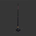 Modern Floor Lamp With Navy Blue Body And Red Stripes In Minimal Design