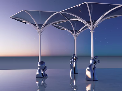 Modern gallery pavilion gallery 3d model