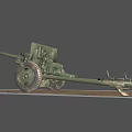 Vintage Green Military Field Cannon With Large Wheels And Long Barrel