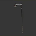 Wooden Street Light Pole With Green Black Shade And White Light Fixture