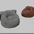 Modern Comfortable Bean Bag Chair With Checkered Pattern In Brown And Gray Colors