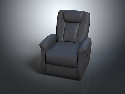 Gray Leather Single Seater Sofa With Modern Design And Comfortable Backrest 3d model