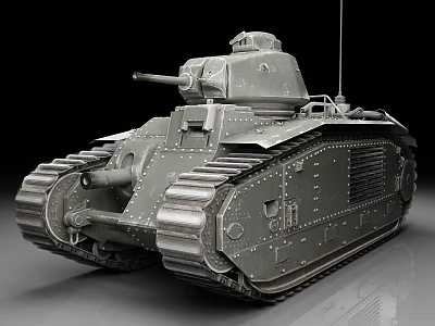 Vintage Military Tank With Tracks Turret And Metallic Armor Structure 3d model