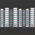 Modern Multi Storey Residential Building With Red And White Exterior Balconies And Windows